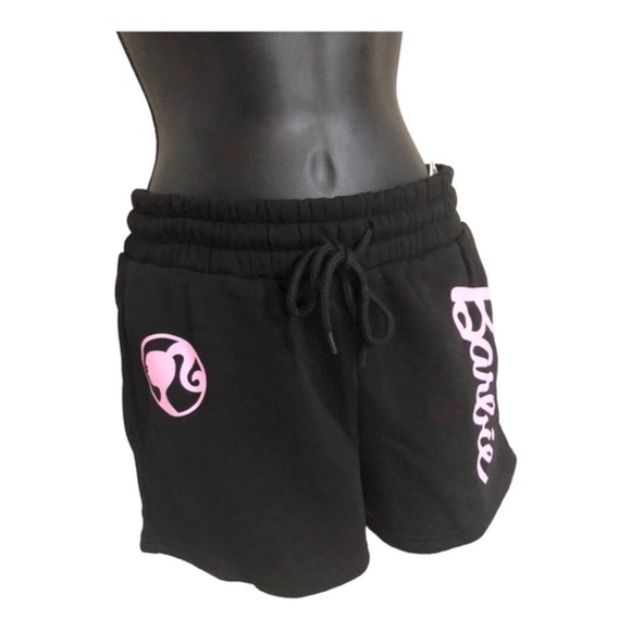 Barbie black pink graphic print drawstring waist sweats shorts size medium new - Picture 7 of 11